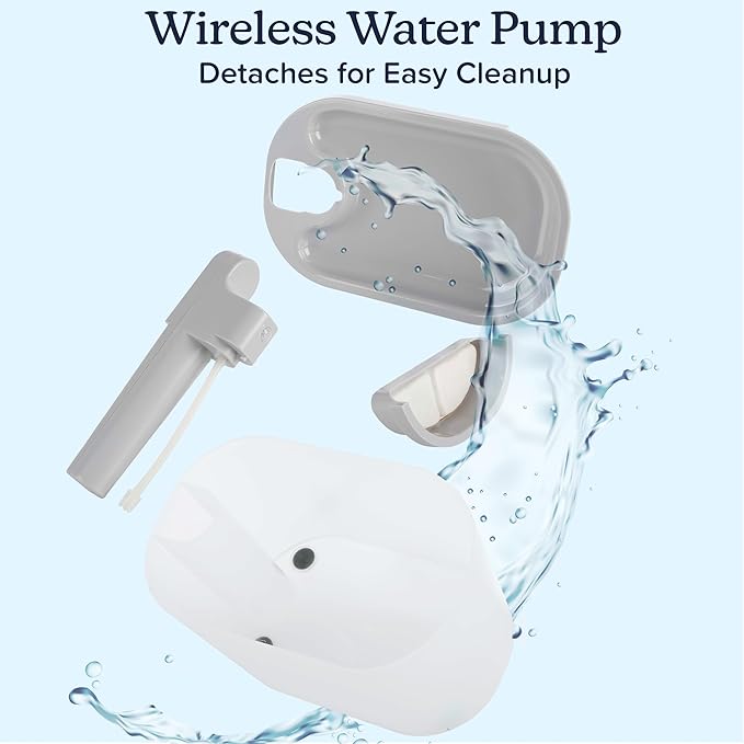 Cat Water Fountain - Wireless Water Fountain with Motion Sensor - 84.5oz/2.5L Automatic Cat Water Dispenser with Ultra-Quiet Pump by PETMAKER