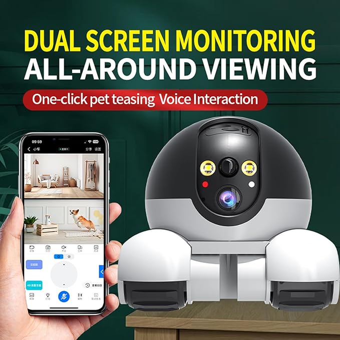 Pet Camera Home Security Camera,1080P Indoor Movable Cameras,2 Way Talk,Motion Detection,Night Vision,Wireless House Movable Cameras with APP Remote Control for Cats Dogs