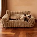 Cat Couch for Pets - Cute Cat Beds for Indoor Cats with Removable Cover, Washable Soft Corduroy Plush, Fluffy Supportive Pet Sofa Chair for Cats, 24 inch Brown