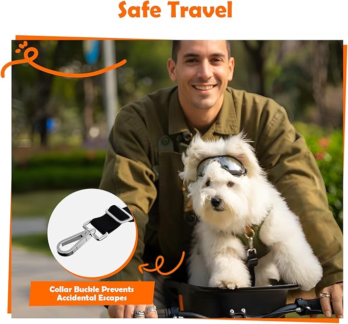 Dog Bike Basket for 26 lbs, Pet Bike Carrier with Integrated Sturdy Seat, Waterproof Scratch-Resistant Nylon Cushion, Adjustable Straps & Rustproof Metal Frame for Small/Medium Dogs, Black
