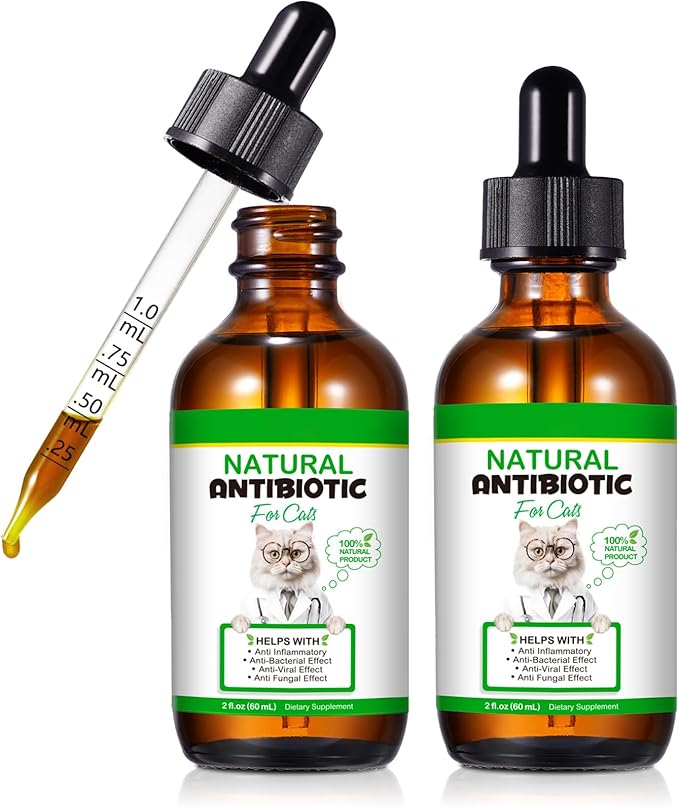 2 Pack Antibiotics for Cats, Premium Cat Antibiotics Supplement, Cats Multivitamin, Natural Antibiotic for Cats, Cat Antibiotic, Cat Antibiotics Supports Immune & Cats Allergy Relief