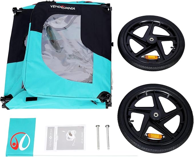 2-in-1 Dog Bike Trailer & Pet Carrier with Quick-Release Wheels, Foldable Steel Frame & Non-Slip Floor, 88 lbs Capacity for Medium/Small Dogs, Compatible with 20"-29" Bicycles