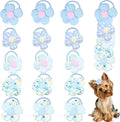 20 Pcs Handmade Cute Puppy Hair Bows, Flower Bowknot with Rubber Bands for Small Dog Hair Ties Accessories Light Blue