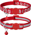Taglory Kitten Collar Breakaway with Bell, 2 Pack Girl Boy Pet Kitten Collar Adjustable 6-8 Inch for 2-6 Months Cat, Red