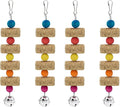 4Pcs Bird Chewing Toy, Parrot Cork Gnawing Skewers With Bell, Hanging Colorful Wooden Bead Cockatiels Beak Trimming for Birdcage (Four Packs-Bell Parrot Toy)