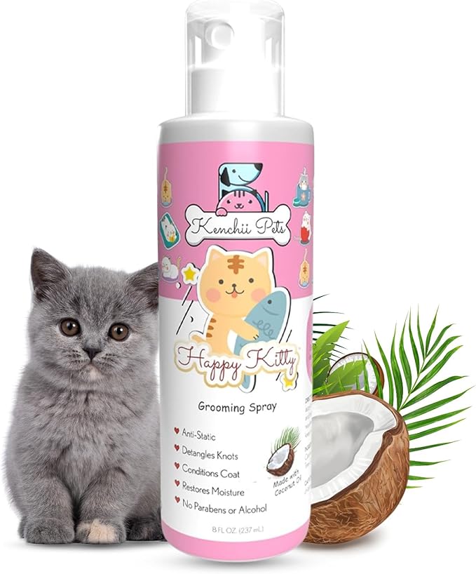 Kenchii Professional Pet Grooming Spray for Kittens and Cats, All-Natural Scented Moisturizing Cat Detangler Spray, Kitten Conditioner Coat Shine Spray, Cat Grooming Supplies
