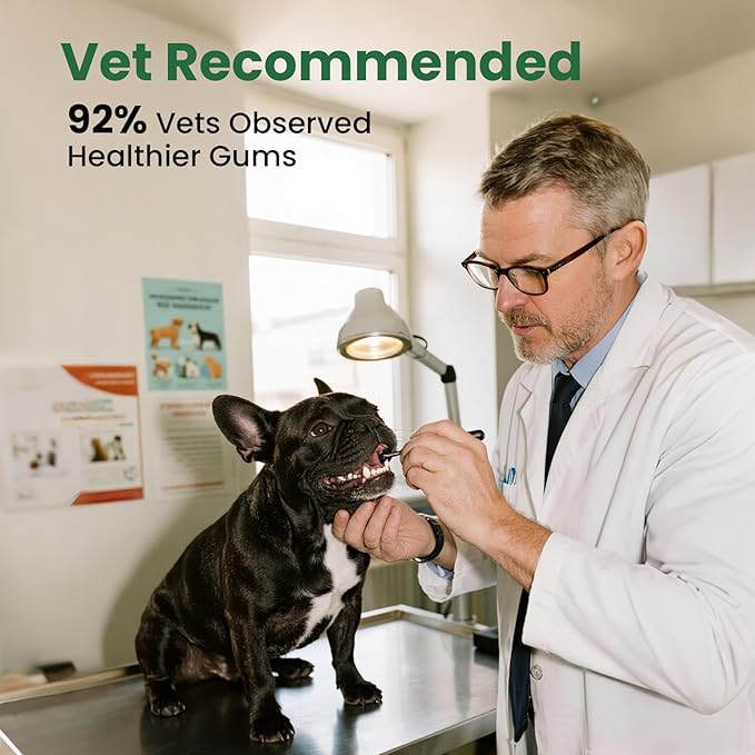 Dog Teeth Cleaning Powder, Dog Dental Powder and Cats Breath Freshener, Plaque Off Pet Tooth Cleaning lab co, Bad Breath & Tartar Remover, Dog Teeth Cleaning with Enzymes-Green Tea