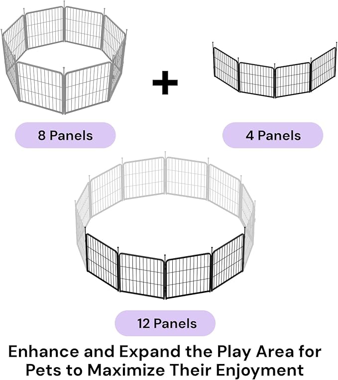 SunsGrove Dog Playpen Outdoor, Heavy Duty 24 Inch 4 Panels Puppy Play Pen for Indoors, Free and Safe Play Dog Fence, Black