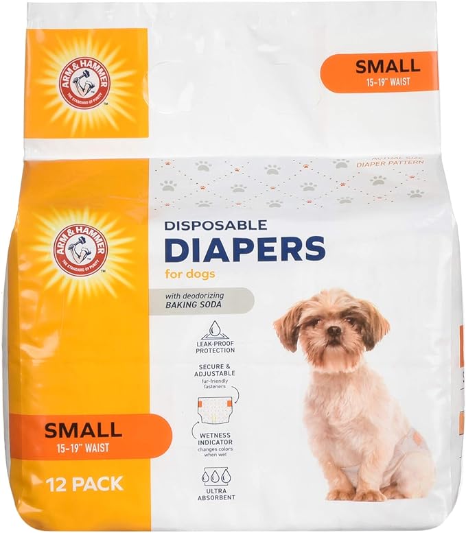 Arm & Hammer for Pets for Pets Female Dog Diapers, Size Small, Ultra-Absorbent, Adjustable Girl Dog Diapers with Leak-Proof Protection and Wetness Indicator (Pack of 6, 72 Count Total)