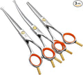Fenice Peak 5" 3-in-1 Dog Grooming Scissors Set with Comb, Straight, Curved & Thinning Shears, Japanese 440C Stainless Steel Pet Grooming Kit for Dogs and Cats, Sharp Durable Blades
