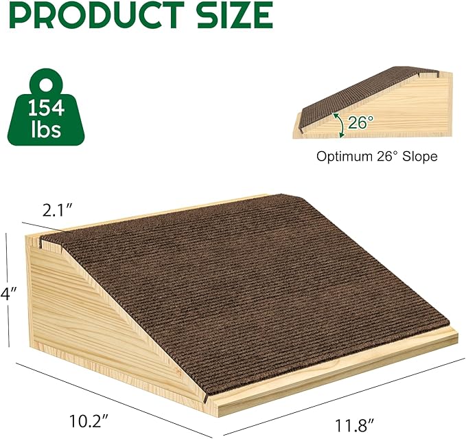 4 Pack Dog Ramp for Stairs with Anti-Slip Brown Carpet, Lightweight Wooden Pet Ramp Suitable for Small & Medium Dogs, Portable Dog Stairs to Assist Elderly and Injured Pets