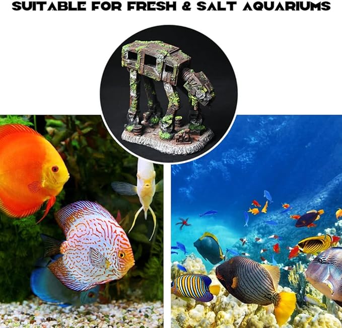 fazhongfa Fish Tank Decorations Star Wars Aquarium Accessories Small to Large Fish Tank Resin Decor for Betta Goldfish Hideouts Cave Hide Ornament Backgrounds (at-Medium)