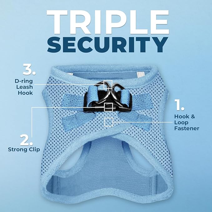 Best Pet Supplies Voyager Step-in Air Harness - All Weather Mesh, Reflective, No Pull Harness for Dogs, Cats - Secure with Hook & Loop Fastener, Buckle, Double D-Rings - Baby Blue, XXXS