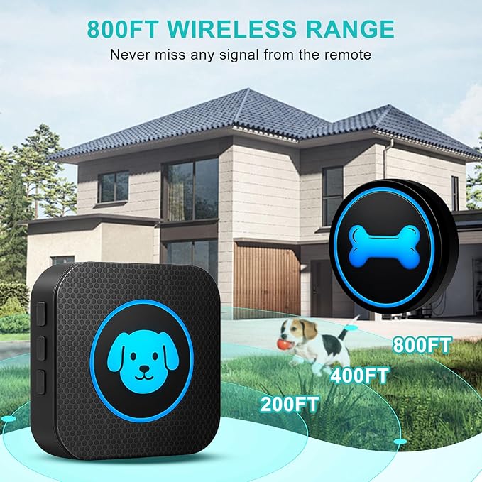 Dog Doorbell to Go Outside, Smart Wireless Doggie Doorbell for Potty Training,1000 Feet Long Range with IP65 Waterproof Super-Light Touch Button, 60 Melodies & Adjustable Volume (2 Button)