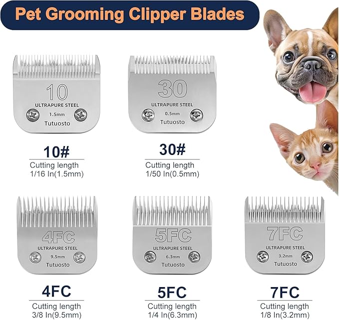 Clipper Blades Pet Grooming Clipper Replacement Blades Detachable Blade Compatible with andis/wahl/Oster Dog Clippers (10#&30#)