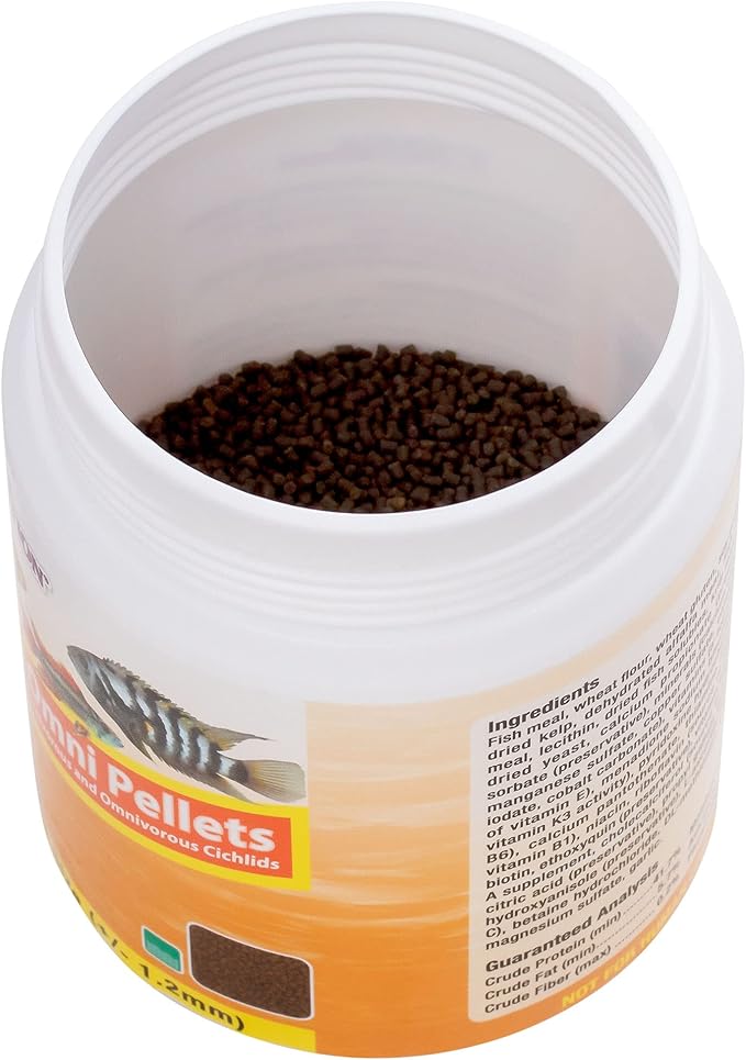 Ocean Nutrition Fish Food Cichlid Pellets, High Protein (41%) Soft Moist Sinking Pellets for Omnivorous Predatory Cichlids - Enhances Color & Growth, 7 oz (200 g), Small Pellet