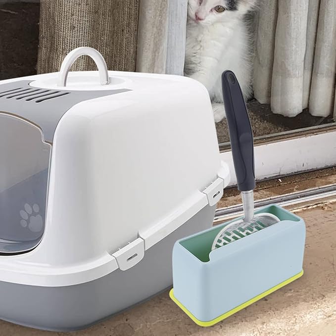 Cat Litter Scoop Holder Universal Plastic Base Compact Design for Easy Cleanup and Floor Protection in Home Litter Box Storage