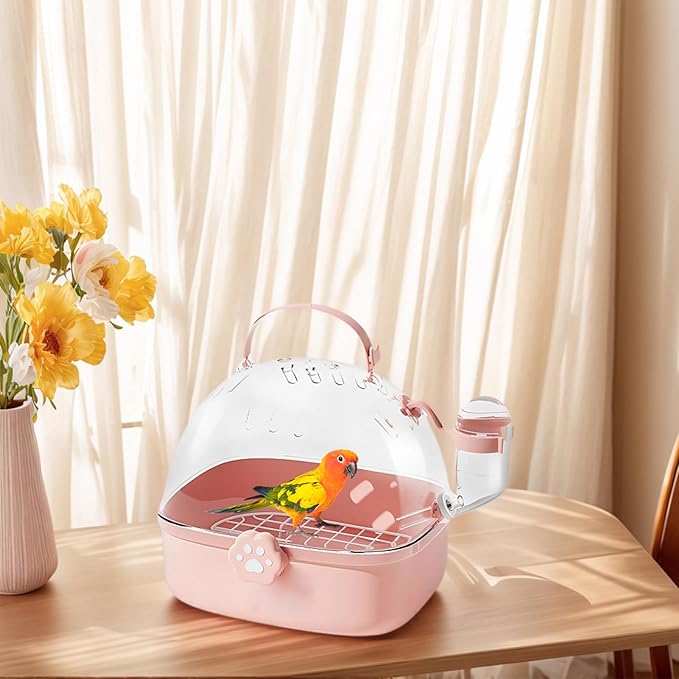 Bird Carrier Cage | PVC Chinchilla Carrier Cage with Water Bottle | Pet Bird Carrying Supplies Spacious Design for Sparrow Macaws Conures Chinchillas Budgies Cockatiels Parakeet Hedgehog