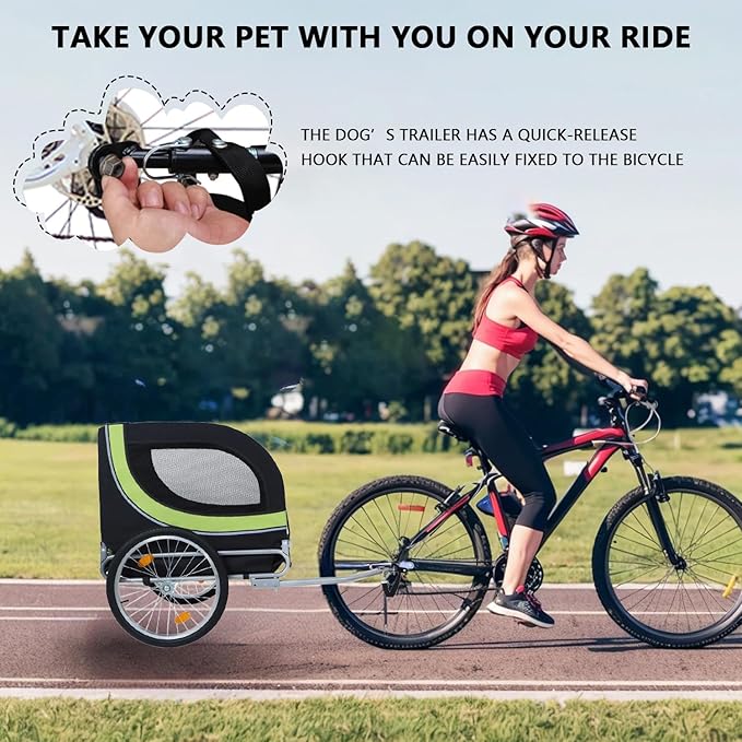 Large Dog Trailer for Bike, Folding Bike Trailer for Dogs with 18.9" Wheels, 120LB Capacity All-Terrain Pet Carrier, Universal Bicycle Coupler