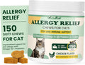 Cat Allergy Relief for Cats, 150 Soft Chews for Cat Itch and Allergy Relief with Omega-3 and Probiotics Coat Health, Immune Boost and Seasonal Allergies Chicken Flavor Chews