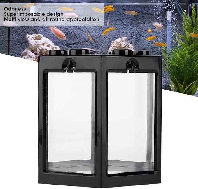 Small Fish Tank, Betta Aquarium Mini Fish Tank for Shrimp Golden Fish Tank for Office Decoration (Black)