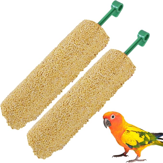 Bird Treat Stick Set, Chewing Training Reward Snacks, Multi Species Nutrition for Cockatiel Finch and Parrot, Natural Seed Blend Formula, Free Hanging Design, Healthy Enrichment Support