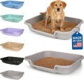 Dog Litter Box, Gray Color, Large Size, Durable & Pet Safe Puppy Litter Box, Indoor Open Top Entry Dog Litter Pan, Comfortable for Dogs, Great for Dogs up to 20 lbs (2 Pack)