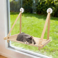 CATISM Cat Window Perch - Cat Hammock for Window, Soft Seat Machine Washable, Solid Wood Frame, 4 Suction Cups, Hammock Bed for Cats Inside(23.43x14.5In) L