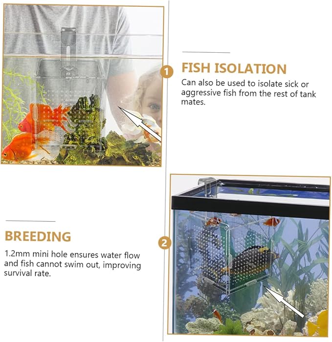 DOITOOL 2sets Fish Tank Breeding Box Cups Acrylic Isolation Case for Betta and Shrimp Convenient Fish Separator for Aquarium Use Cover