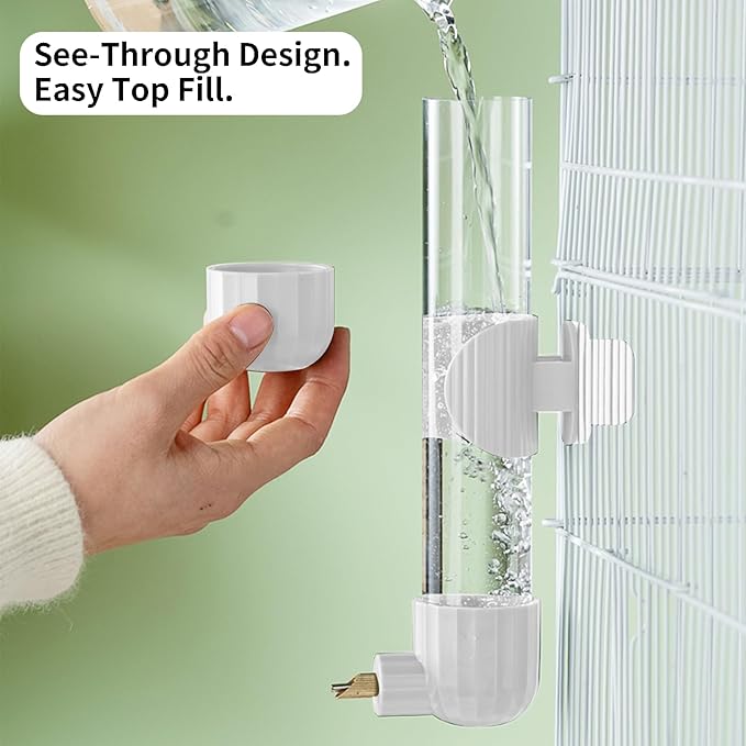 AOTU 7.4 Fl Oz Bird Water Dispenser Automatic No Mess Bird Water Feeder Parakeet Water Dispenser, Clear Cage Water Drinker for Conure Cockatiels African Grey Amazon Parrot Lovebirds & Canary