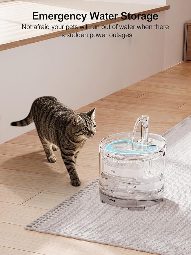 NPET WF050 Cat Water Fountain, Dog Water Dispenser, 1.5L Super Quiet Automatic Pet Drinking Fountain with Faucet Kit