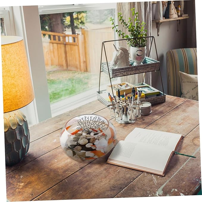 Glass Fish Bowl Terrarium for Home Bubble Vase for Plants Goldfish High Transparency Desktop Aquarium for Fish Plant Lovers