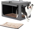 PETSFIT Portable Dog Crate for Medium Large Dogs, – 36" Soft Dog Travel Crates with Lockable Zippers & Thicken Mat, Adjustable Patented Spiral Steel Frame, Collapsible Kennel for Indoor & Outdoor