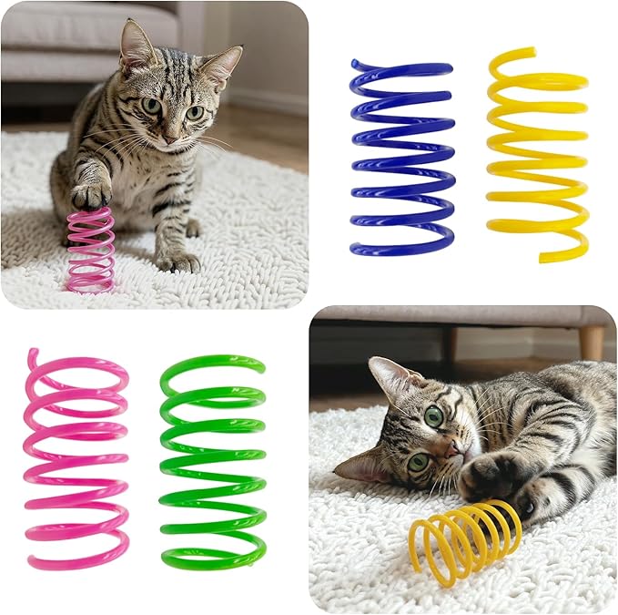 AGYM Cat Spring Toys, 12 Pack Cat Spiral Springs for Indoor Cats, Colorful & Durable Plastic Spring Coils Attract to Swat, Bite, Hunt, Interactive Toys for Kittens