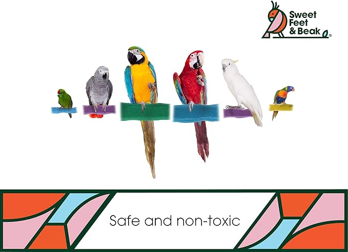 Sweet Feet and Beak Comfort Grip Safety Perch for Bird Cages - Pedicure Perch for Birds to Keep Nails and Beaks in Top Condition - Safe Easy to Install Bird Cage Accessories - X-Small 4.5"