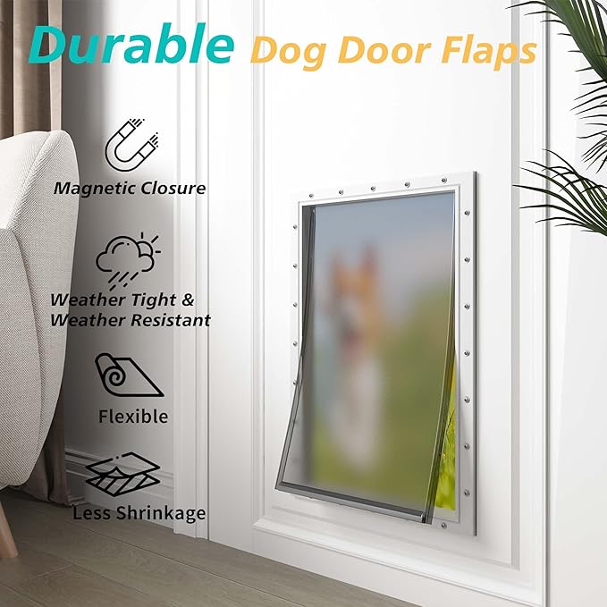 2PACK Large Dog Door Replacement Flaps with Screws - Pet Door Replacement Flap Compatible with Petsafe Freedom Doggie Doors Replacement Flaps PAC11-11039 10 1/8" X 16 7/8", Flexible, No Warped