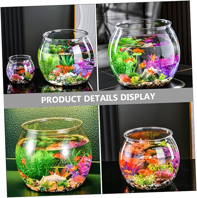 Plastic Round Goldfish Aquarium Fish Tank for Goldfish Fish Bowls Decorative Portable and Easy to Clean