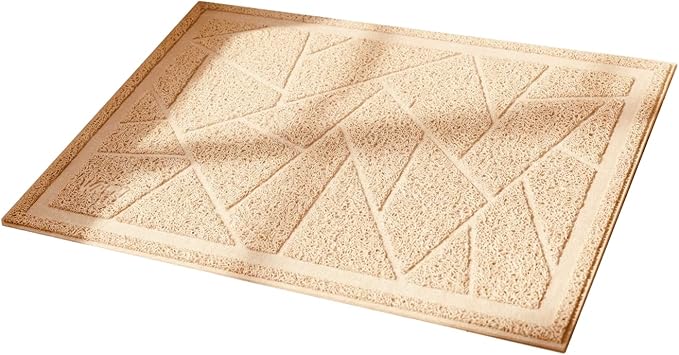 WePet Cat Litter Box Mat, Kitty Premium PVC Pad, Durable Trapping Rug, Phthalate Free, Urine-Resistant, Scatter Control, Mosaic, L 35 x 23 Inch, Beige