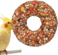 Parakeet Toys - Grain Treats, Donut Shape Teether | Enrichment Activity Training Chewing Snack with Aviary Accessories for Budgies, Cockatiels, Lovebirds and Other Small Birds Healthy Foraging Play