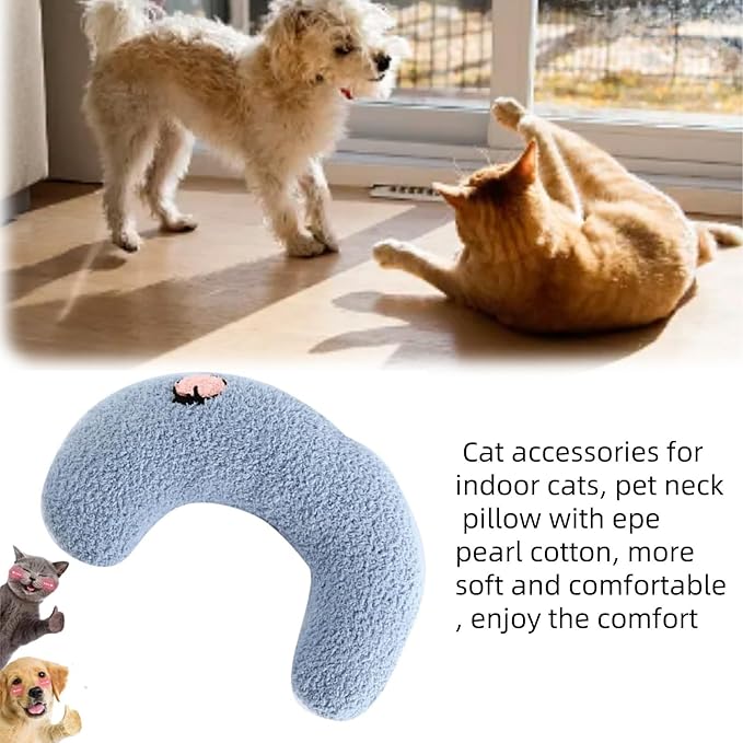 Cat Pillows, Dog Calming Pillow for Small Dogs Puppy Soft Cat Bed Pillow Ultra Soft Fluffy Pet Calming Toy Half Donut Cuddler Cozy Cat Bed Pillow Rabbit Pillows U-Shaped Pillow