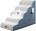 POCBLUE Dog Stairs for Small Dogs 22.4" H, 5-Step Wide Pet Step for High Bed or Couch, Curved Pet Ramps for Cats with High-Density Foam and Washable Cover, Grey
