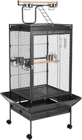 64.4" Tall Large Bird Cage, Metal Parrot Cage with Play Top, Rolling Stand & Bowls - Bird Aviary for Parrots, Conures, Cockatiels, Parakeets, Indoor Outdoor Aviary for Outside Porch Yard Garden