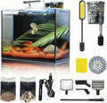 3 Gallon Small Fish Tank Glass Aquarium Set, Starter Kit with Heater Water Pump Cleaning Filter Bright Light Rocks Gravel Cleaning Tool, Leak-Proof Clear Rimless Desktop Spaces Saving Betta Fish