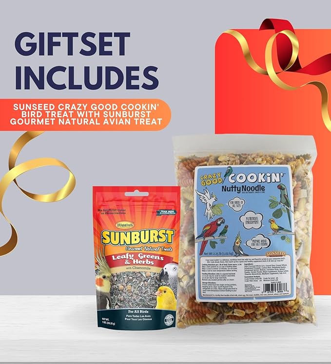 GROVE Sunseed Crazy Good Cookin' 12 oz Bundle with Gourmet Avian Treat – Cookable, Nutritious Treat for Parrots, Cockatoos & Pet Birds – Fun & Flavorful Diet Variety – Gift Set (2 Items)