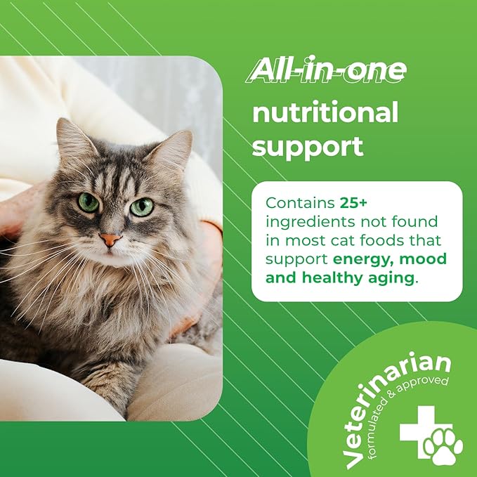 VetriScience Senior 27+ Active Health Chews, Nu Cat Daily Multivitamin for Senior Cats, Balanced Vitamins, Minerals and Antioxidants, Healthy Aging and Wellness Support, Fish, 30 Count