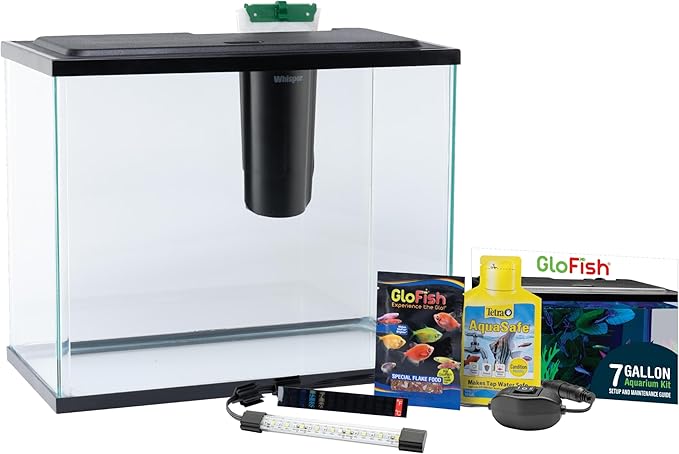 GloFish Aquarium Starter Kit, 6.6 Gallon Fish Tank, Includes Blue & White LED Lights, Tetra Whisper Bio-Bag Filter & Thermometer
