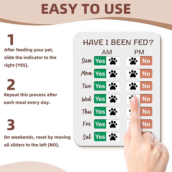 Dog Feeding Reminder, Dog Fed Sign-Daily Am/Pm Chart Slider Sign for Pet Fed and Pill Reminder, Easy to Use On Fridge Or Wall with Adhesive and Magnet,Pet Supplies