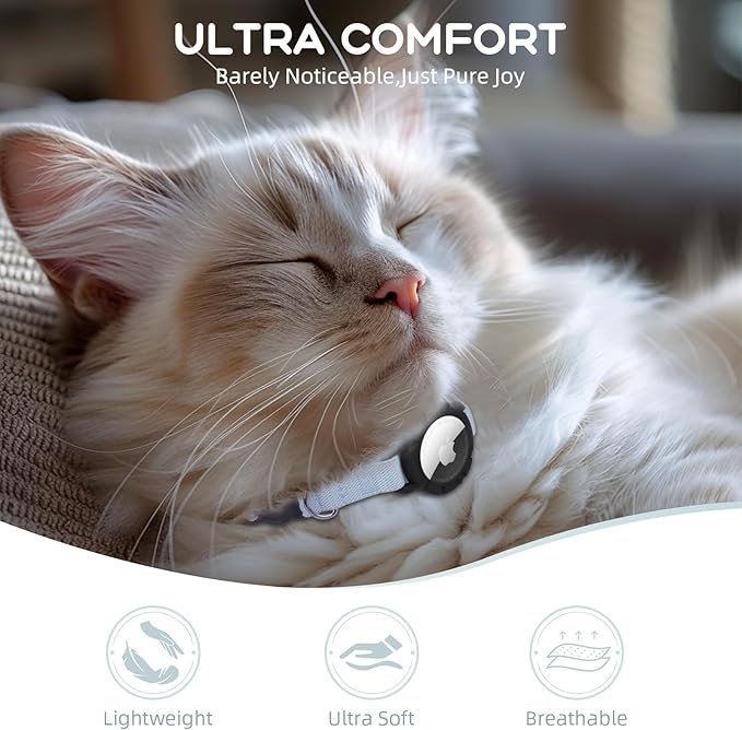 AirTag Cat Collars, Stretchy Collar with Apple AirTag Holder and Bell, Breakaway Ultra Design Elastic GPS Tracking Collars for Cats and Puppies, (7.5-12.5 Inch), Blue