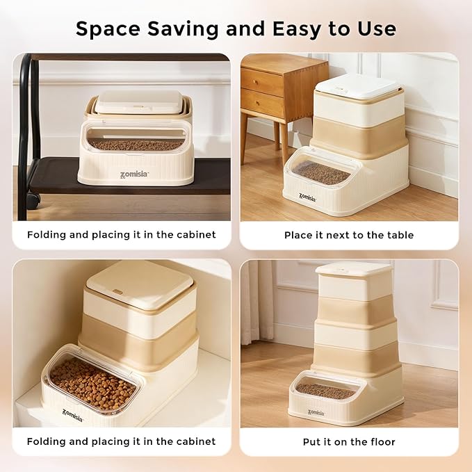 30-40lbs Collapsible Dog Food Storage - First-in, First-out Easy Dispense Base for Freshness, Pet Food Storage Containers with Transparent Lid and Scoop