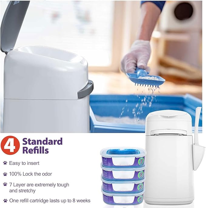 60ft Cat Litter Refill Bags (8-Month Supply). Heavy-Duty, Odor-Blocking, Compatible with Litter Genie/Pet Genie